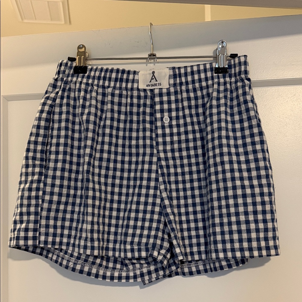Blue and White Gingham Women Shorts